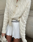 Autumn Winter Solid Color Knitted Cardigan for Women