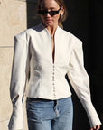 French Style Waist-Defined V-Neck Long Sleeve Coat