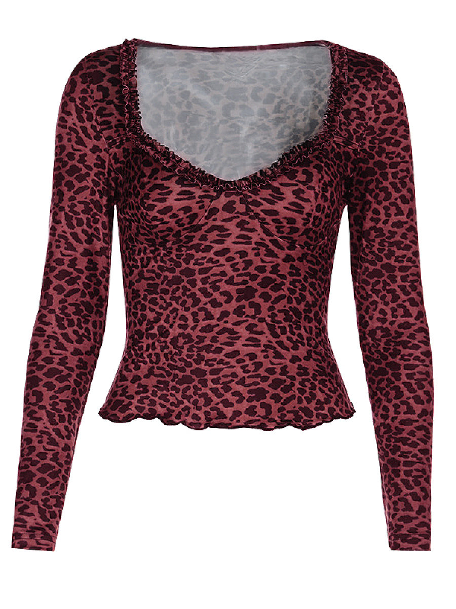 Leopard Print Long Sleeve Top for Women