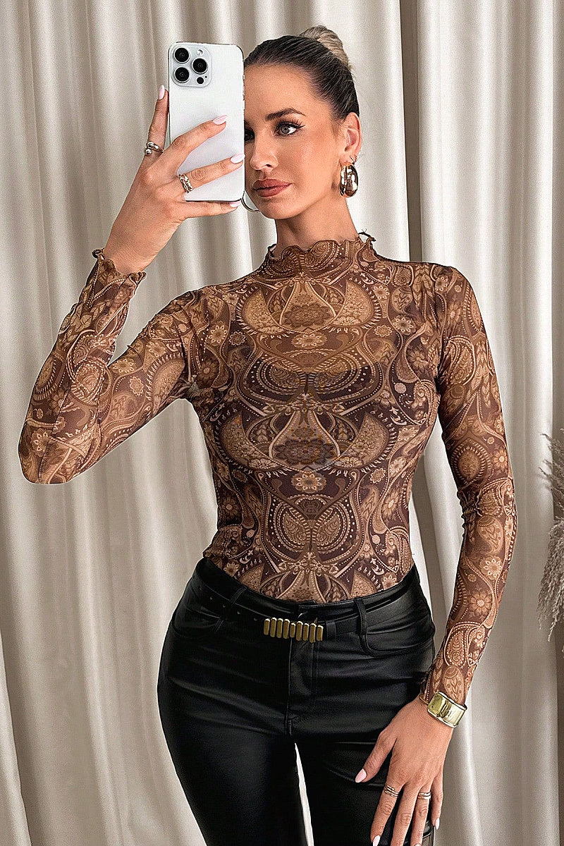 Women's Sexy Leopard Print Mesh T-Shirt