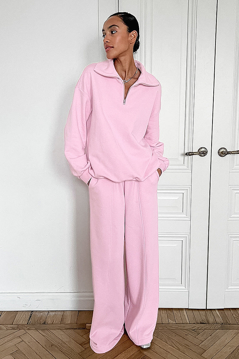 Fashionable Pink Sweatshirt and Pants Set for Women