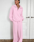Fashionable Pink Sweatshirt and Pants Set for Women