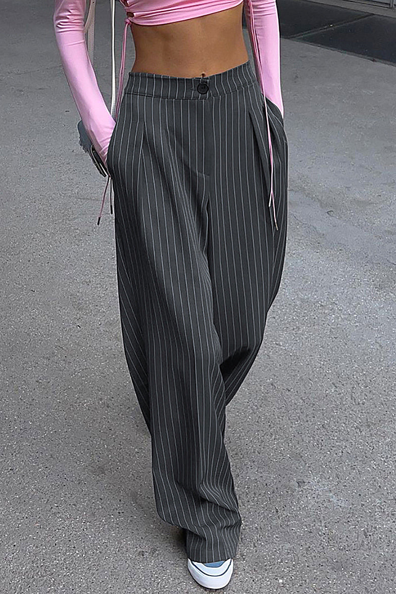 Loose Striped High Waist Wide Leg Pants