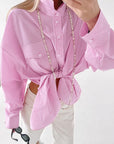 Trendy Pink Striped Loose Shirt for Women