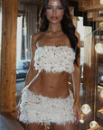 11663 Sexy Amazon Women's Sequined Crop Top Skirt Set