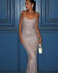 Stylish Shimmering Spaghetti Strap Dress