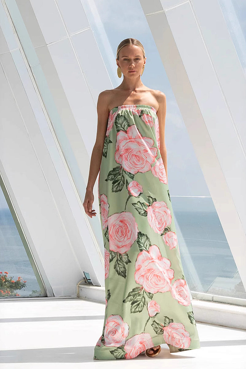 Elegant Strapless A-Line Dress with Back Cutout