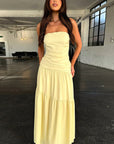 Strapless A-Line Pleated Waist Dress