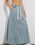 Casual Loose Fit Denim Maxi Skirt for Women