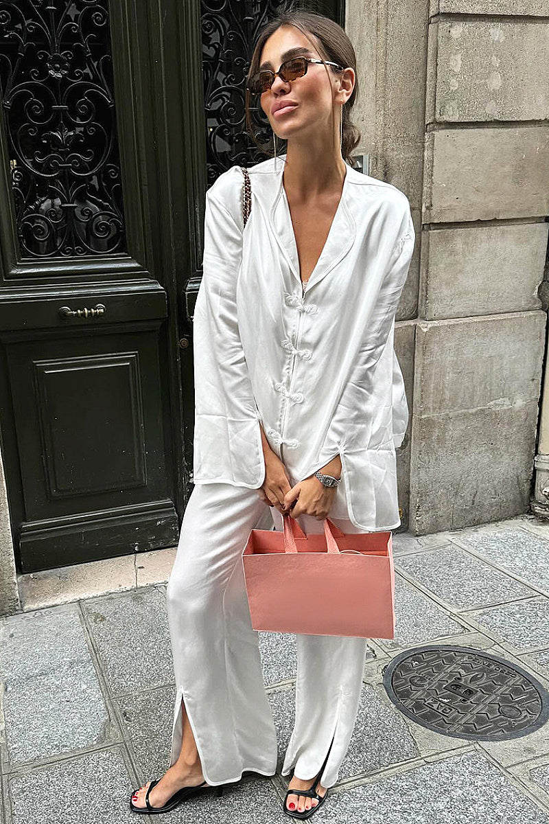 Fashion Casual Set with V-Neck Cardigan and Long Pants