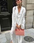 Fashion Casual Set with V-Neck Cardigan and Long Pants