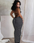 Summer Women's Backless Striped Dress
