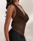 Fashionable Deep V Neck Backless Tank Top