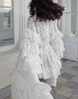Lace Sheer Long Sleeve Short Dress
