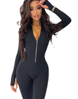 Casual Zipper Stand Collar Jumpsuit for Women