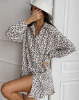 Spring Chiffon Cotton Leopard Print Shirt