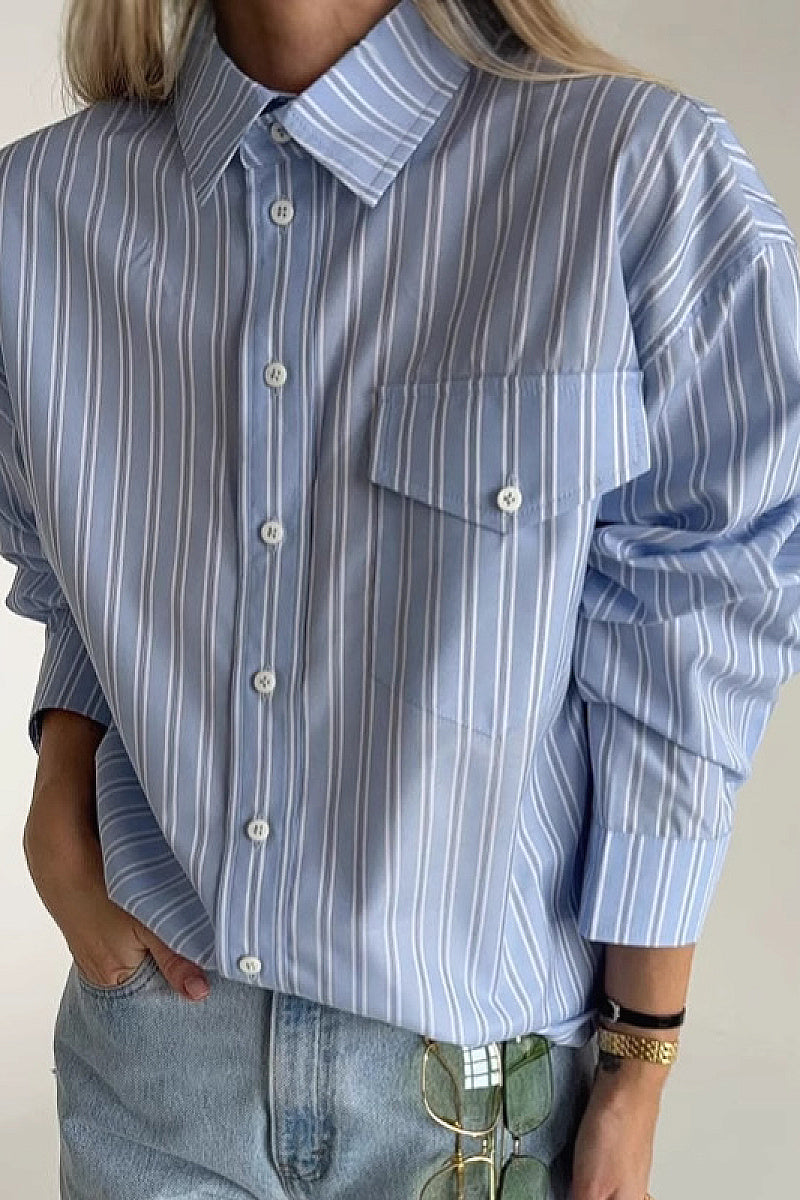 Autumn European and American Design Striped Shirt