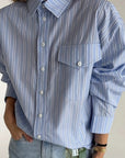 Autumn European and American Design Striped Shirt