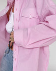 Fashionable Striped Pink Casual Shirt