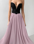 Elegant Color Block Princess Evening Dress