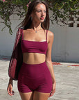Summer Solid Color Sports Tank Top and Shorts Set