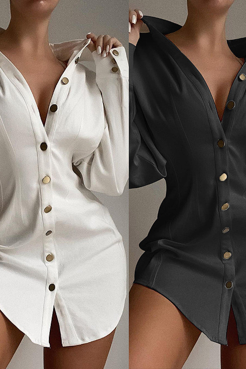 Slim Fit Long Sleeve Shirt Dress for Women