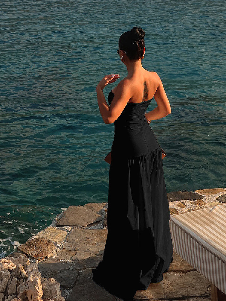 Summer European and American Strapless Beach Dress