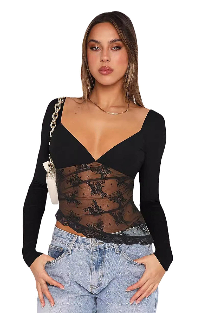 New Lace Patchwork Sexy Top for Women
