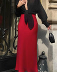 Elegant Red Satin Mermaid Skirt for Women