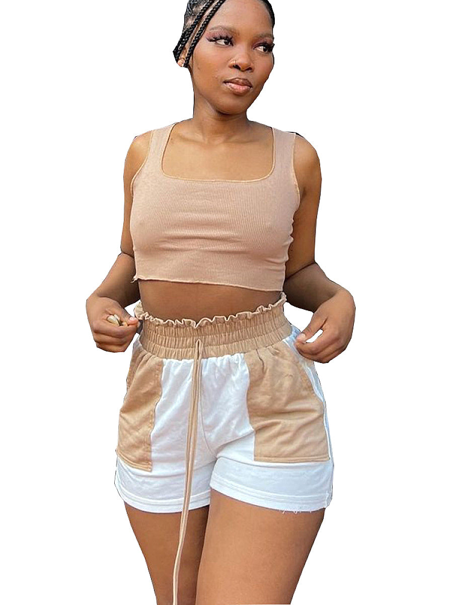 Color Block Casual Shorts for Women