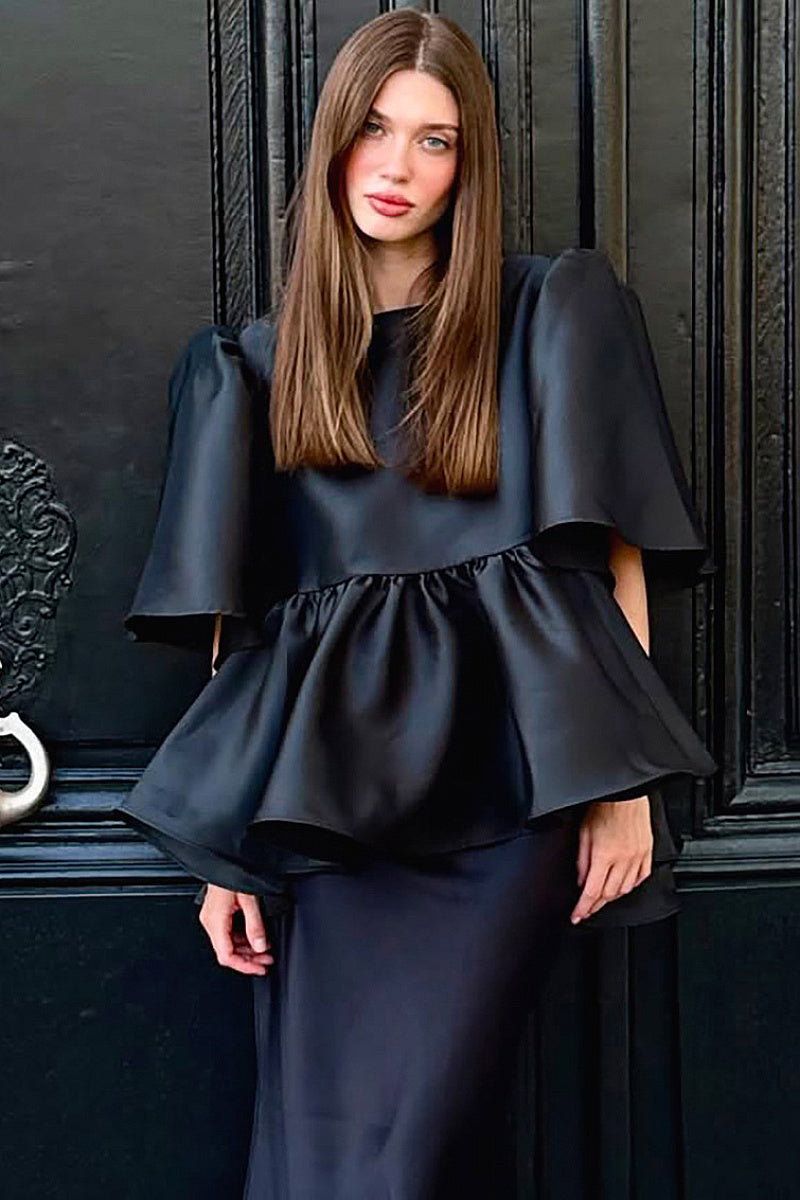 Elegant Ruffled Satin Blouse for Women