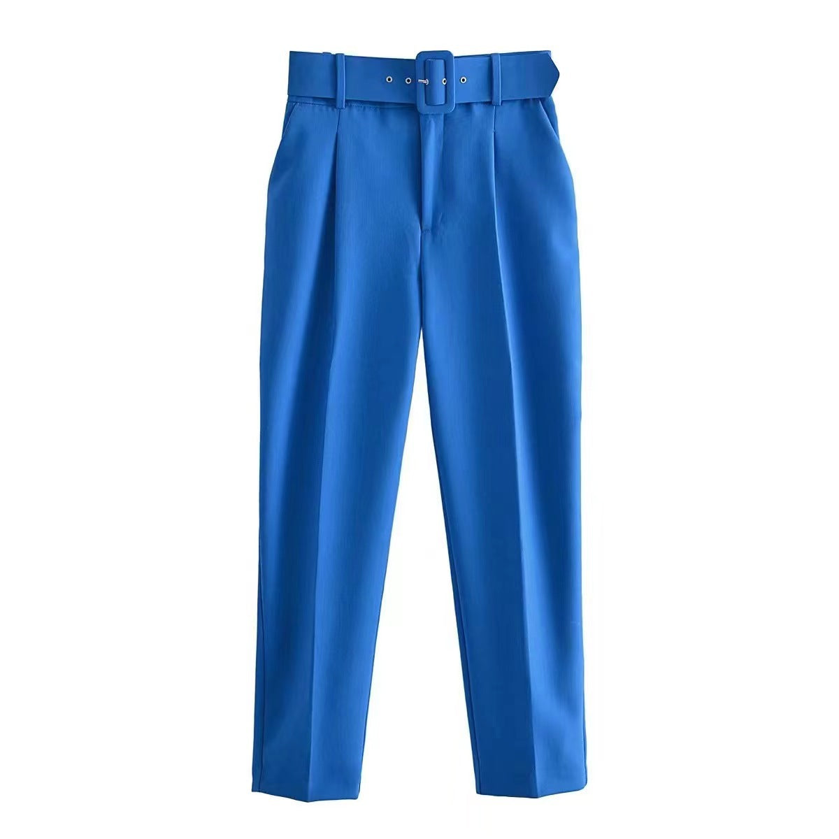 Casual High Waist Straight Leg Pants with Belt