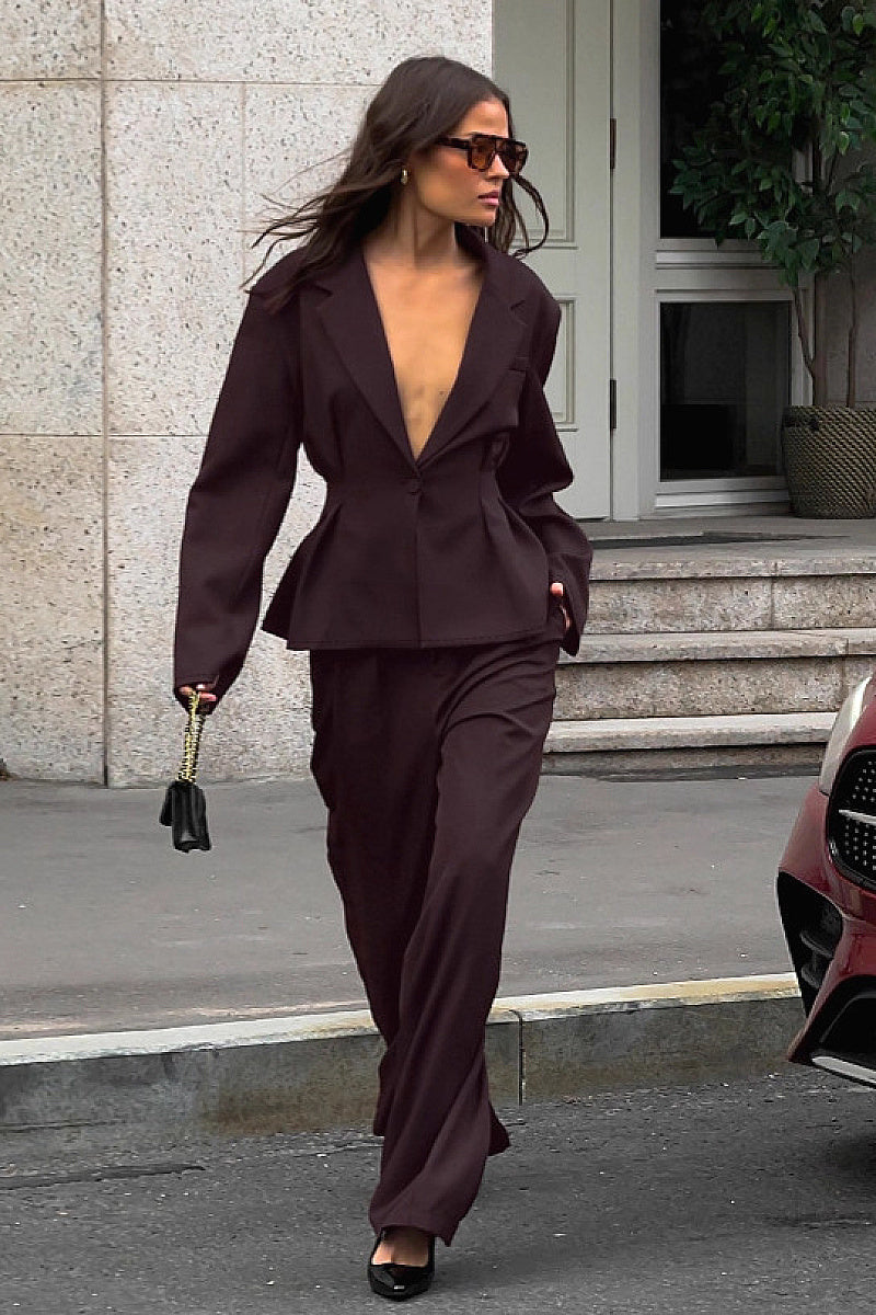Casual Waist-Defined Suit Set for Women