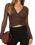 Sexy Lace Tie Long Sleeve Top