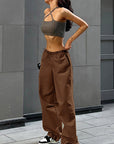 Casual Drawstring Waist Cargo Pants for Women