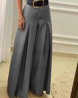 French Vintage High Waist Pleated Wide Leg Pants