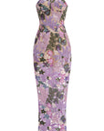 Elegant Embroidered Sequin Flower Strapless Dress