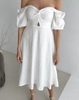 Elegant Lantern Sleeve A-Line Dress
