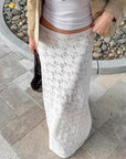 Elegant White Lace A-Line Skirt for Women
