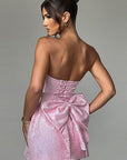 Summer Fashionable Strapless Mini Dress with Bow