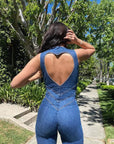 Summer Women's Vintage High Waist Denim Jumpsuit