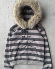 Vintage Striped Hooded Coat for Fall and Winter