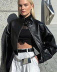 Trendy Street Style Leather Jacket for Women