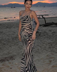 Summer Zebra Print Backless Bodycon Dress