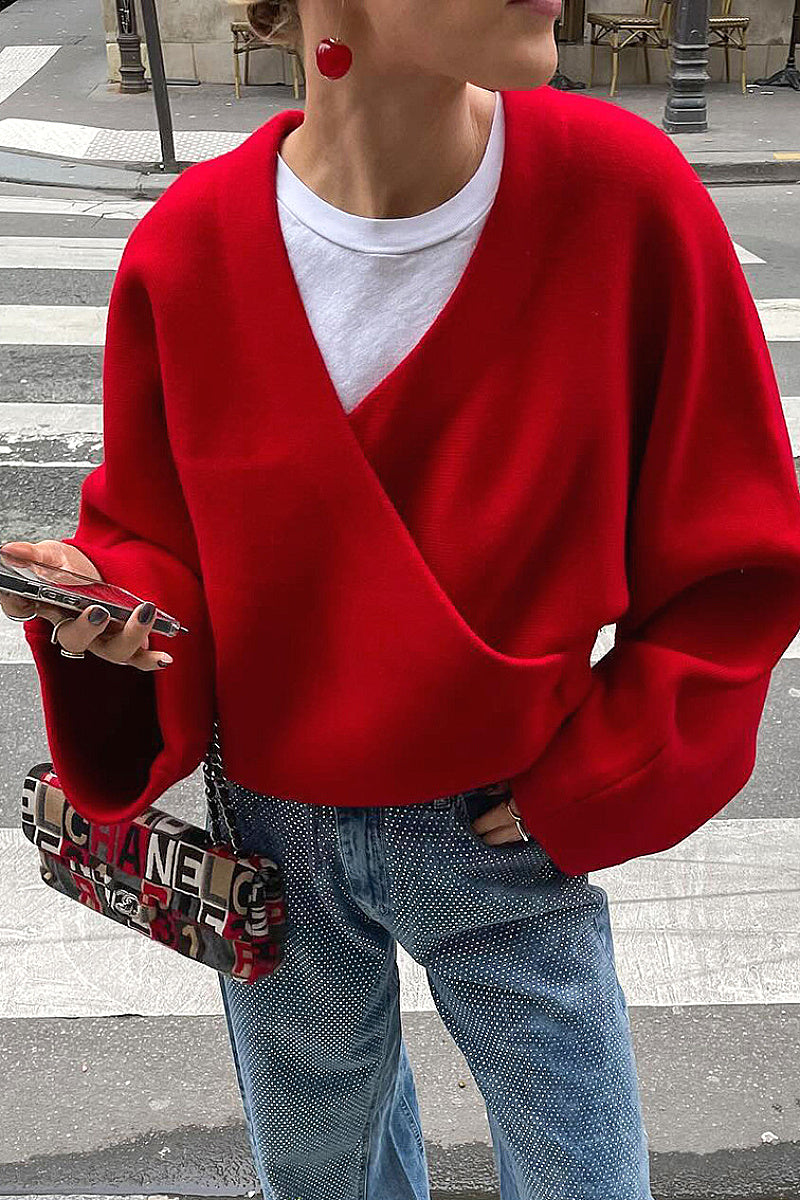 Thick Warm Cross V-Neck Long Sleeve Coat for Women