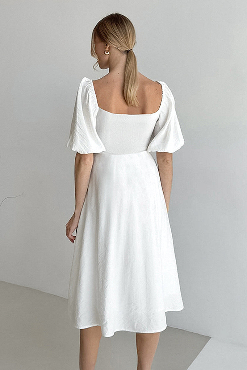Elegant Lantern Sleeve A-Line Dress