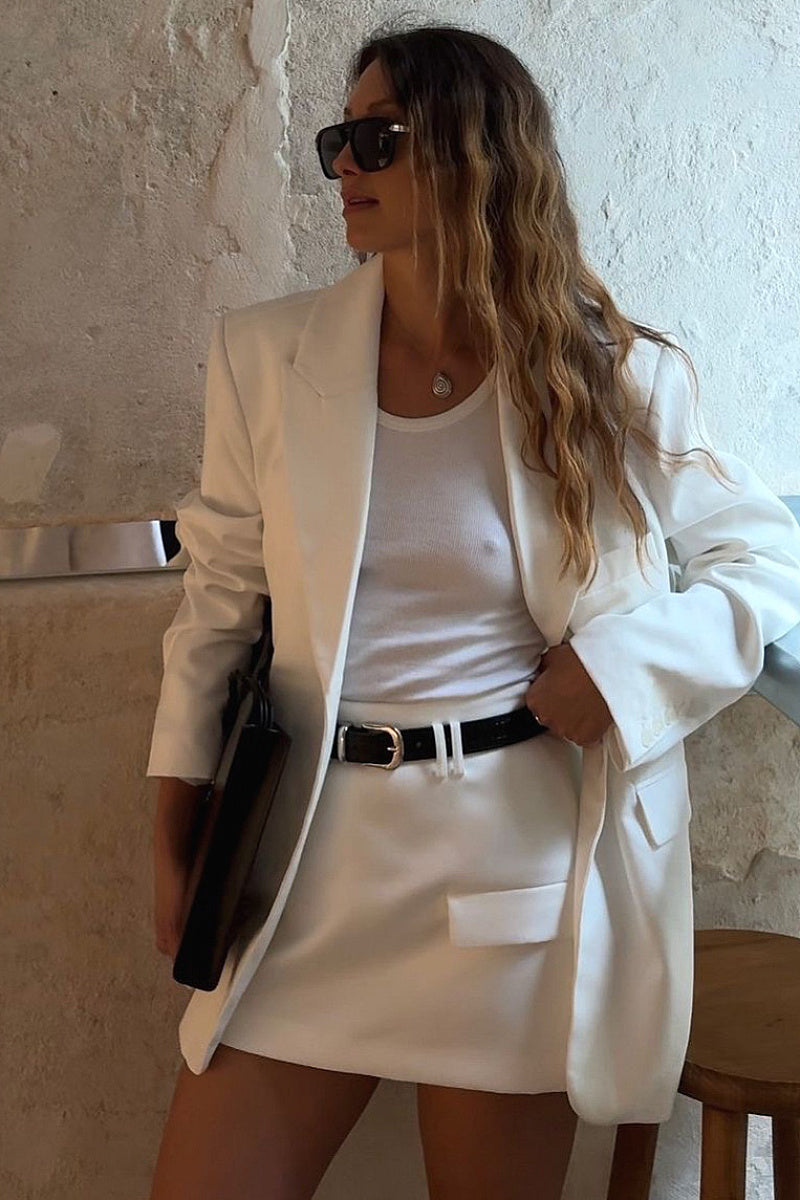 Stylish White Two-Piece Set for Office Wear