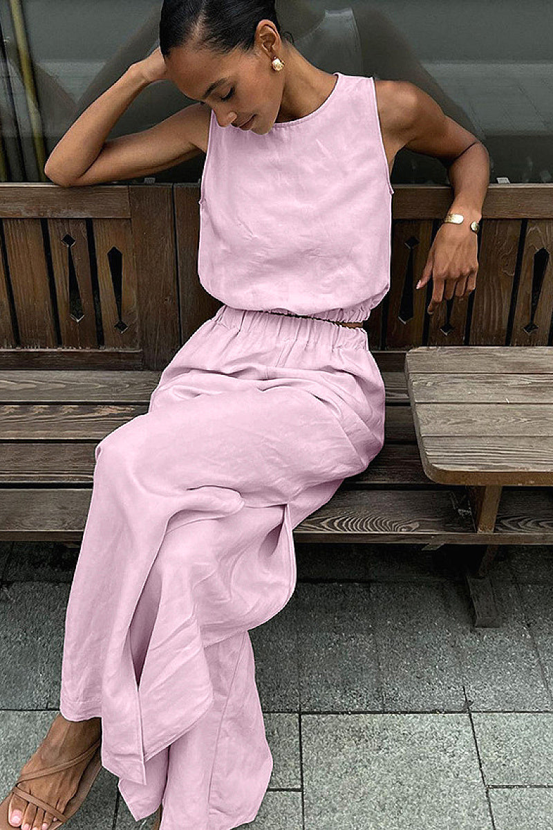 Summer Cotton Linen Two-Piece Set for Women