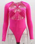 Summer Sexy Hollow Out Long Sleeve Bodysuit