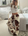 Loose Fit Printed Fleece Pants for Women